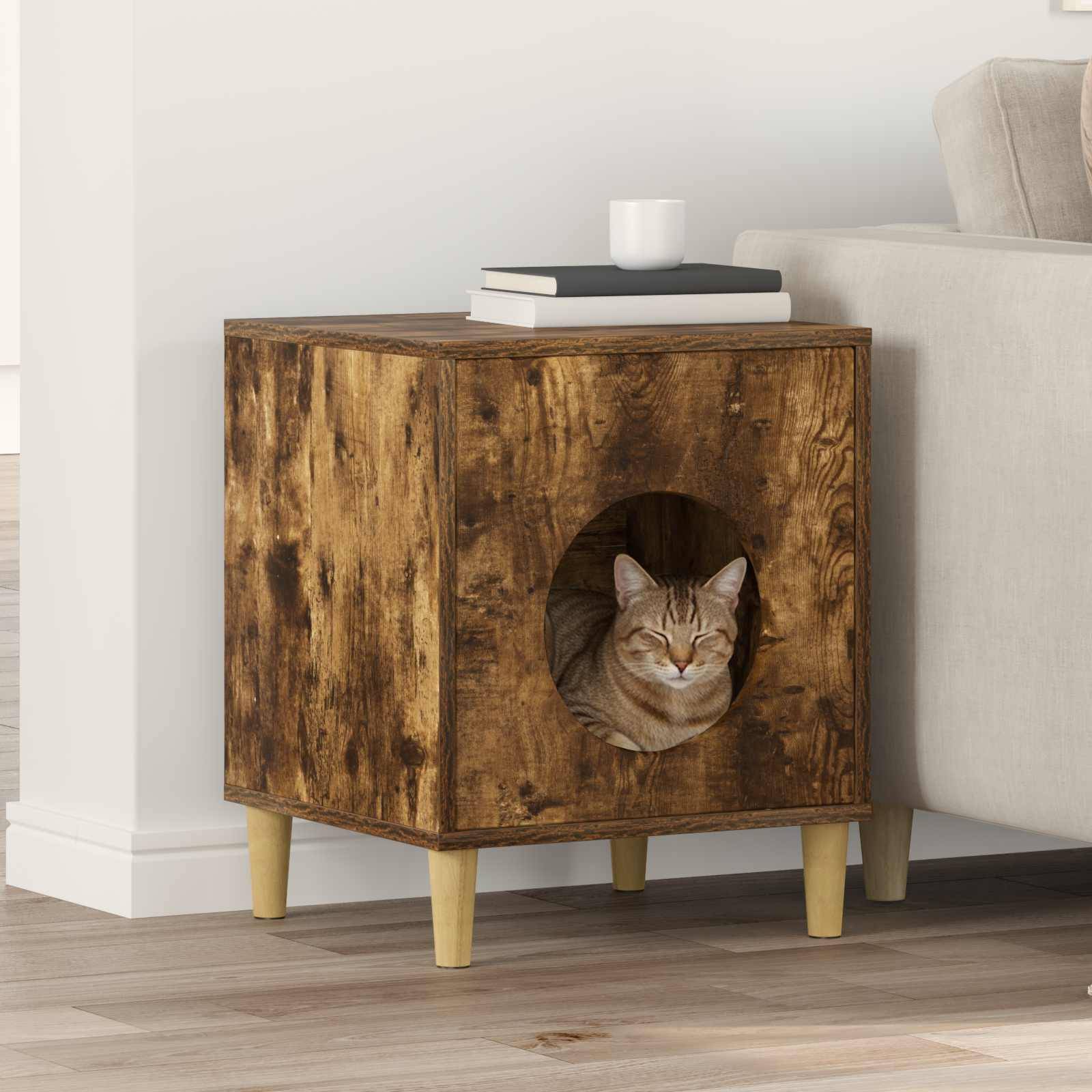 Vidaxl - Maison pour chat Chêne fumé 42,5 x 40 x 53 cm Bois d'ingénierie vidaXL 8000676 - Image 1