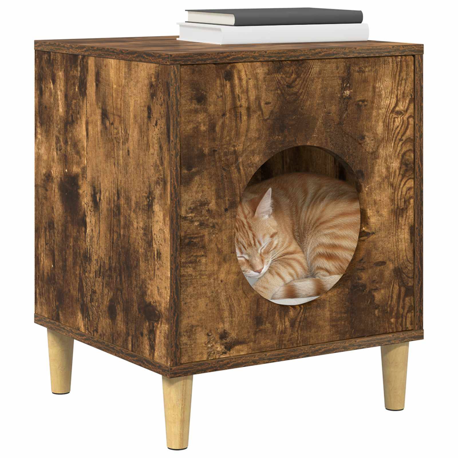 Vidaxl - Maison pour chat Chêne fumé 42,5 x 40 x 53 cm Bois d'ingénierie vidaXL 8000676 - Image 4