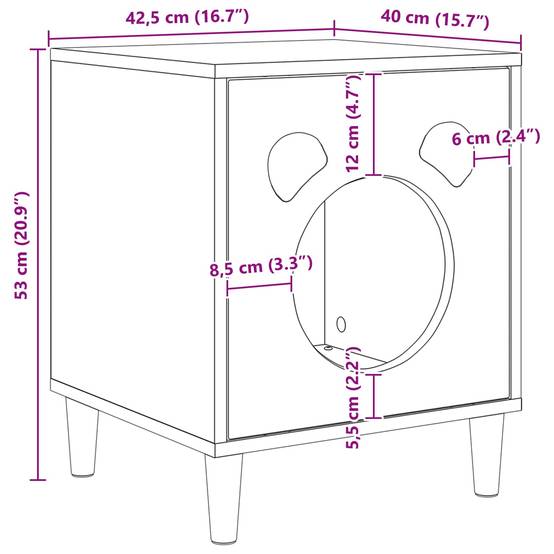 Vidaxl - Maison pour chat Chêne fumé 42,5 x 40 x 53 cm Bois d'ingénierie vidaXL 8000676 - Image 3