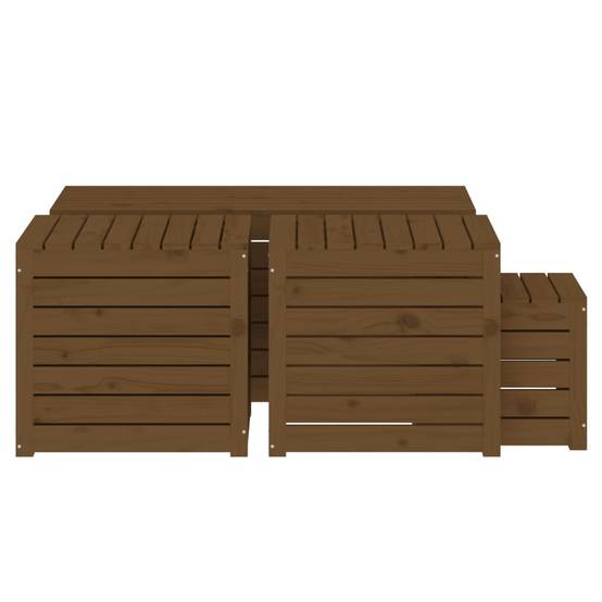 Coffres de jardin 4 pcs bois de pin marron miel 101 x 50.5 x 46.5 cm - PANGIVO - Image 7