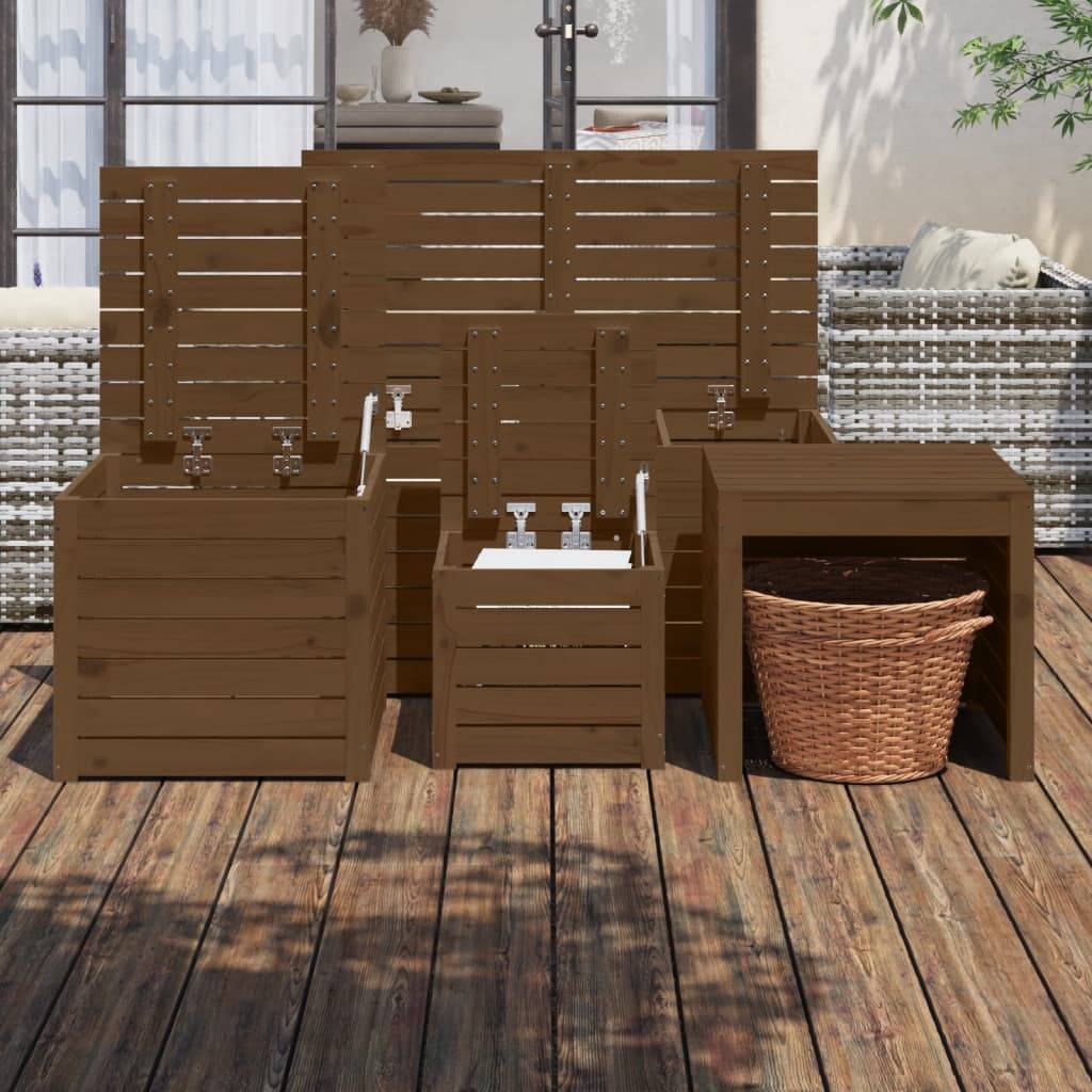 Coffres de jardin 4 pcs bois de pin marron miel 101 x 50.5 x 46.5 cm - PANGIVO - Image 3