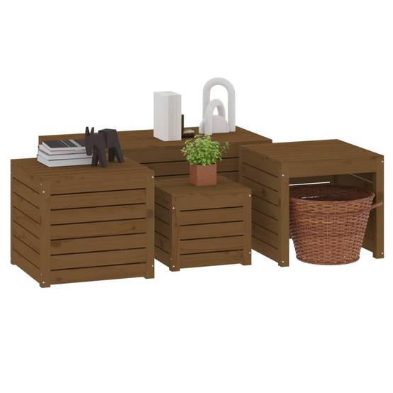 Coffres de jardin 4 pcs bois de pin marron miel 101 x 50.5 x 46.5 cm - PANGIVO - Image 4