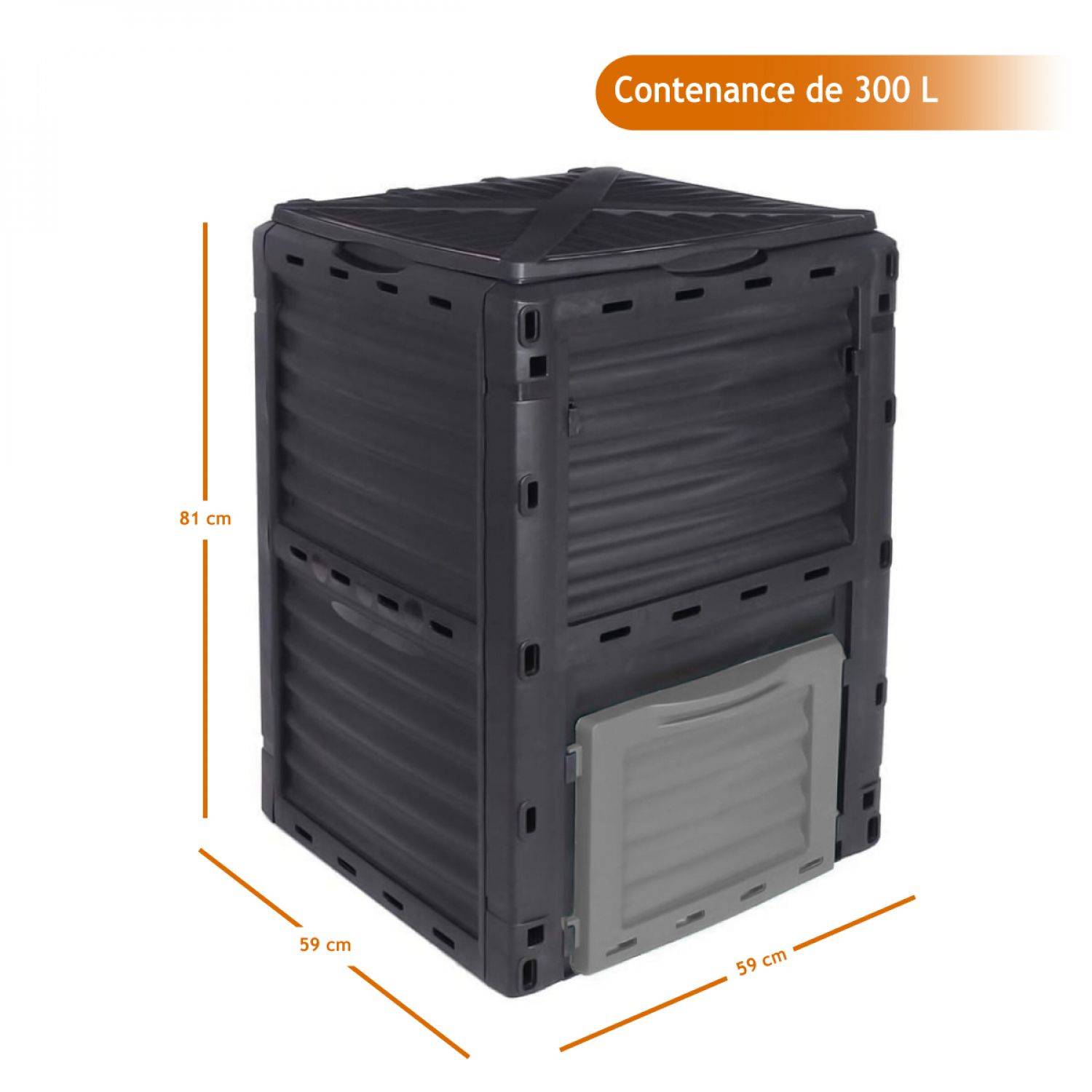 Linxor - Composteur, bac, poubelle à compost de jardin - 300 L - Noir et Gris - Linxor - Imagen 3