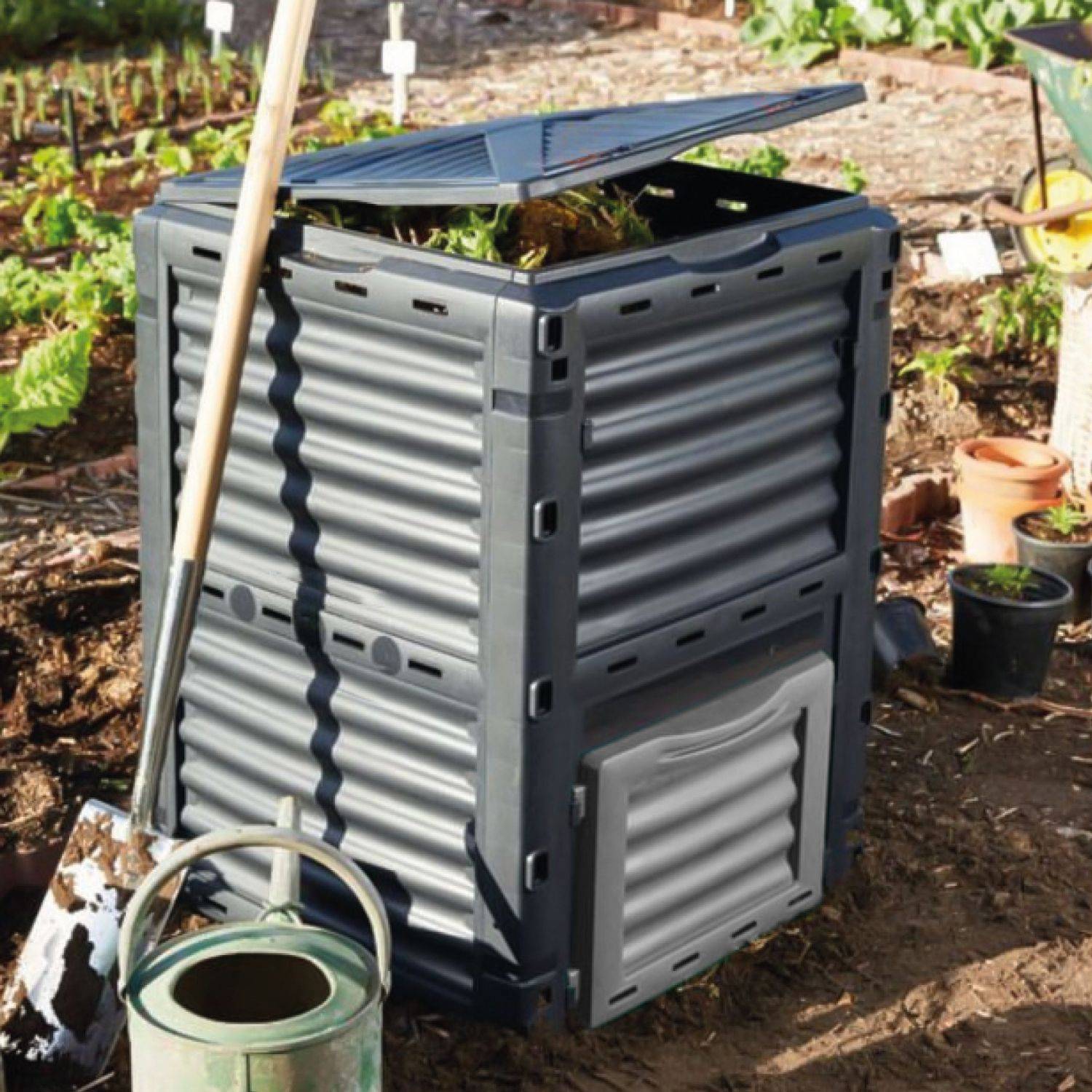 Linxor - Composteur, bac, poubelle à compost de jardin - 300 L - Noir et Gris - Linxor - Imagen 5