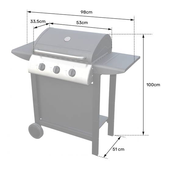 Happy Garden - Barbecue au gaz HAWAÏ - 3 brûleurs 8,4kW - HAPPY GARDEN - Imagen 8