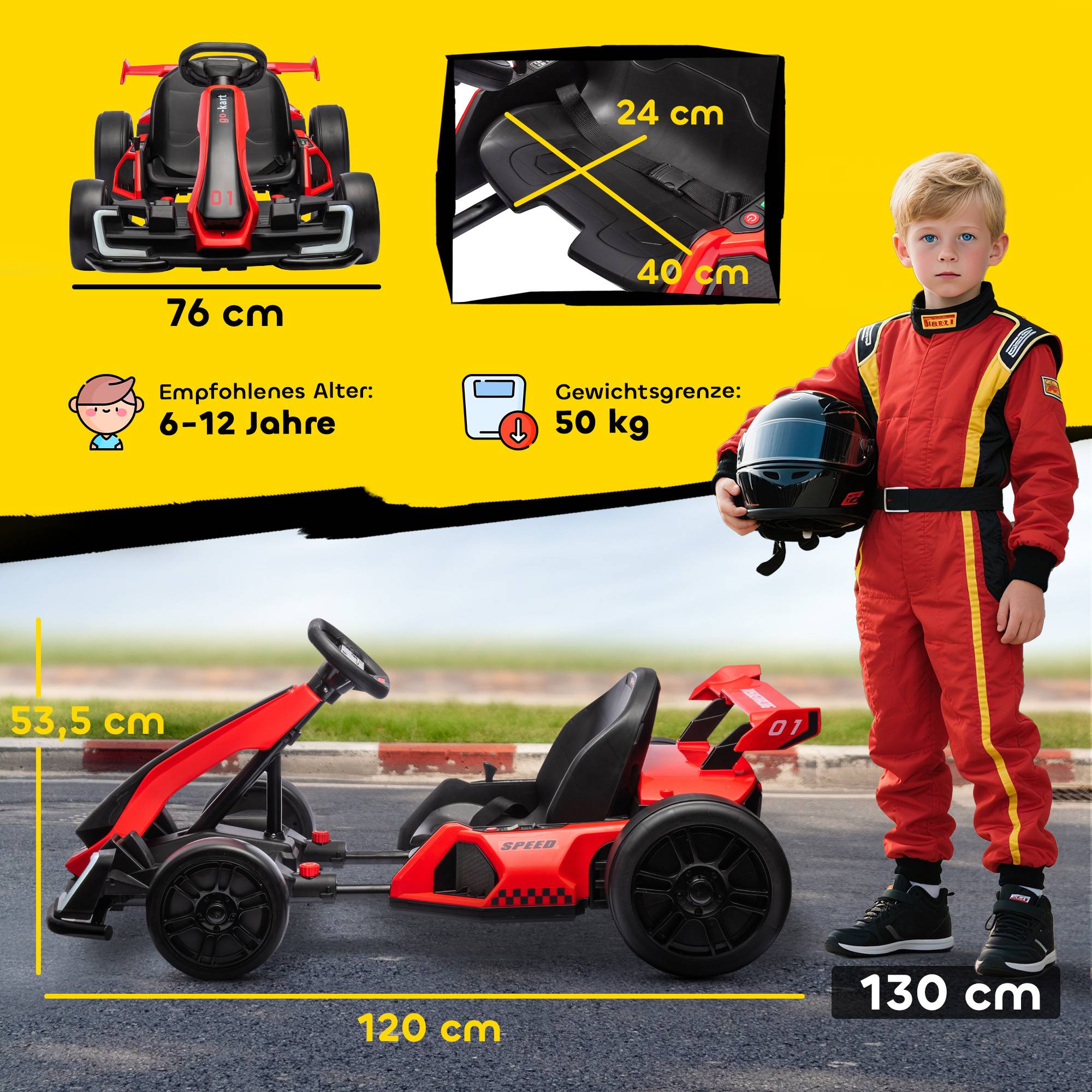 Sans Marque - Kart électrique enfants klaxon musique siège réglable 12 km/h plastique métal rouge - Image 5