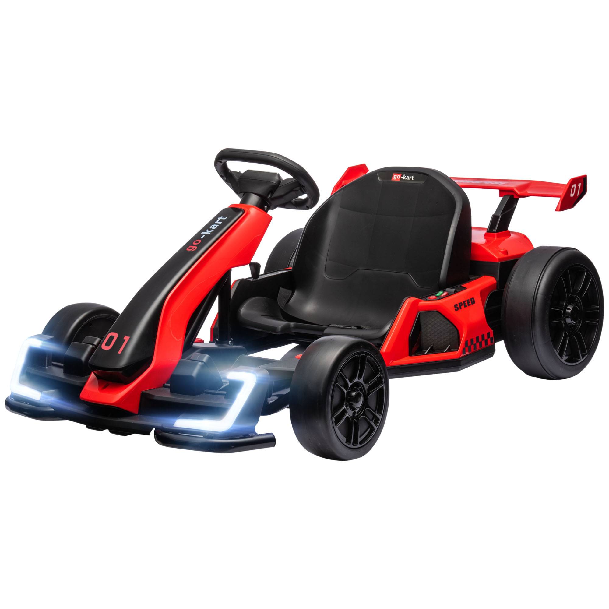 Sans Marque - Kart électrique enfants klaxon musique siège réglable 12 km/h plastique métal rouge - Image 2