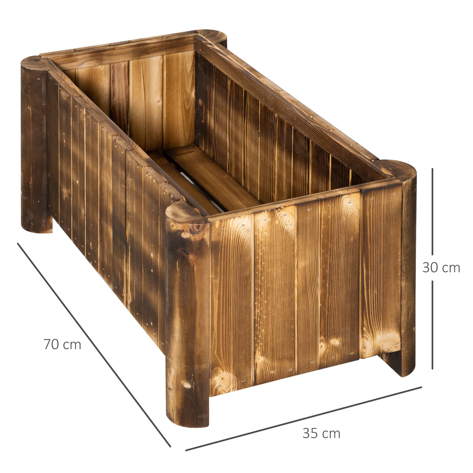 Jardinière rectangulaire à 4 pieds pour cultiver légumes et fleurs au jardin ou sur balcon, 70 x 35 x 30 cm, couleur naturelle - Image 5