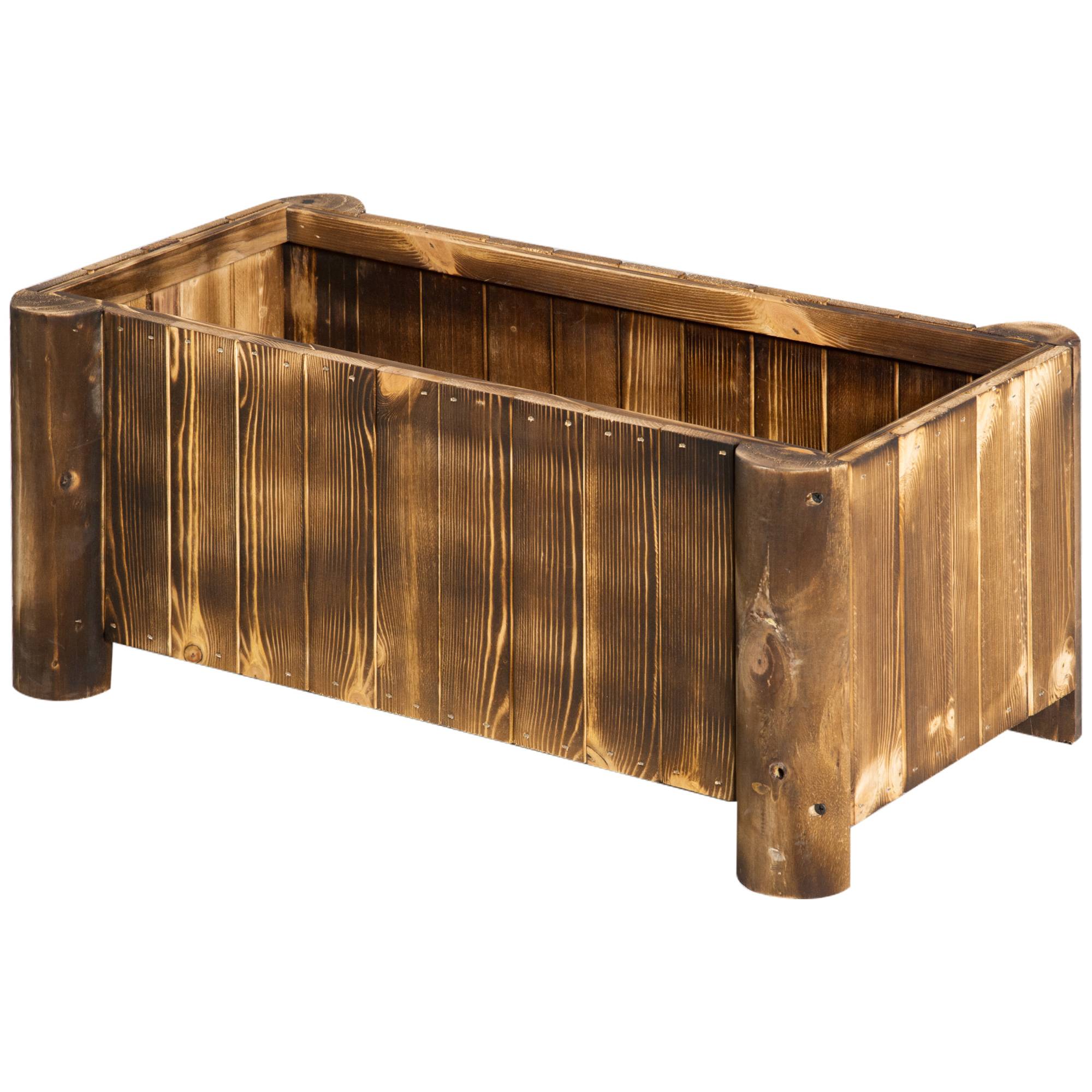 Jardinière rectangulaire à 4 pieds pour cultiver légumes et fleurs au jardin ou sur balcon, 70 x 35 x 30 cm, couleur naturelle - Image 2
