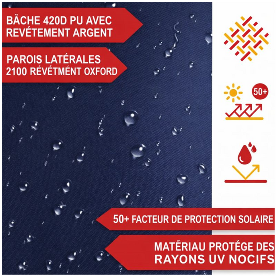Pavillon 3x3m Tonnelle de jardin pliable Bleu avec fenêtres Sac de rangement inclus - Image 6