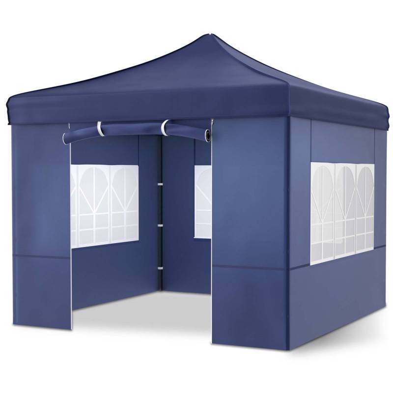 BB Loisir - Pavillon 3x3m Tonnelle de jardin pliable Bleu avec fenêtres Sac de rangement inclus