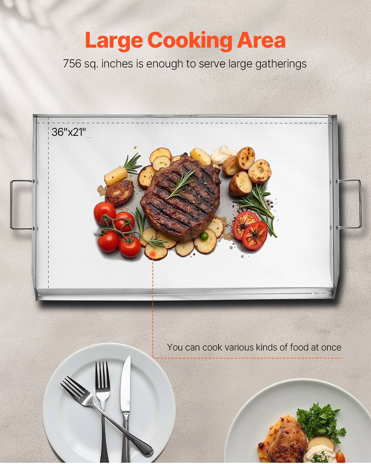 Vevor - VEVOR Plaque cuisson acier inox 910x525mm, rectangulaire, gaz. - Image 4