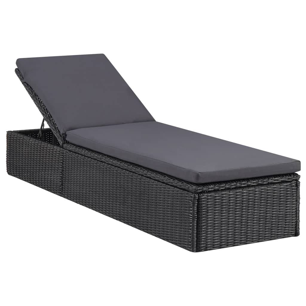 Vidaxl - Chaise longue Résine tressée Noir et gris foncé vidaXL 310148 - Image 1