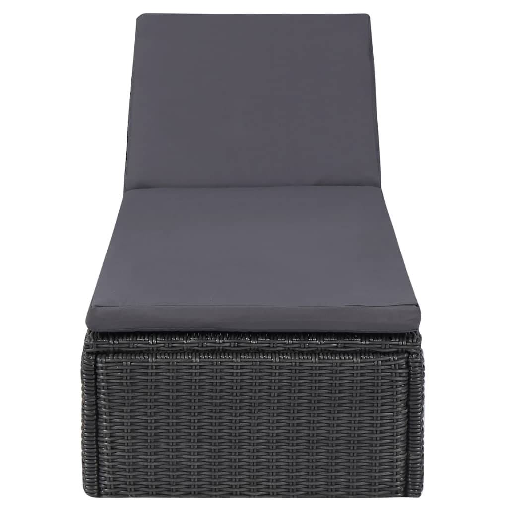 Vidaxl - Chaise longue Résine tressée Noir et gris foncé vidaXL 310148 - Image 2