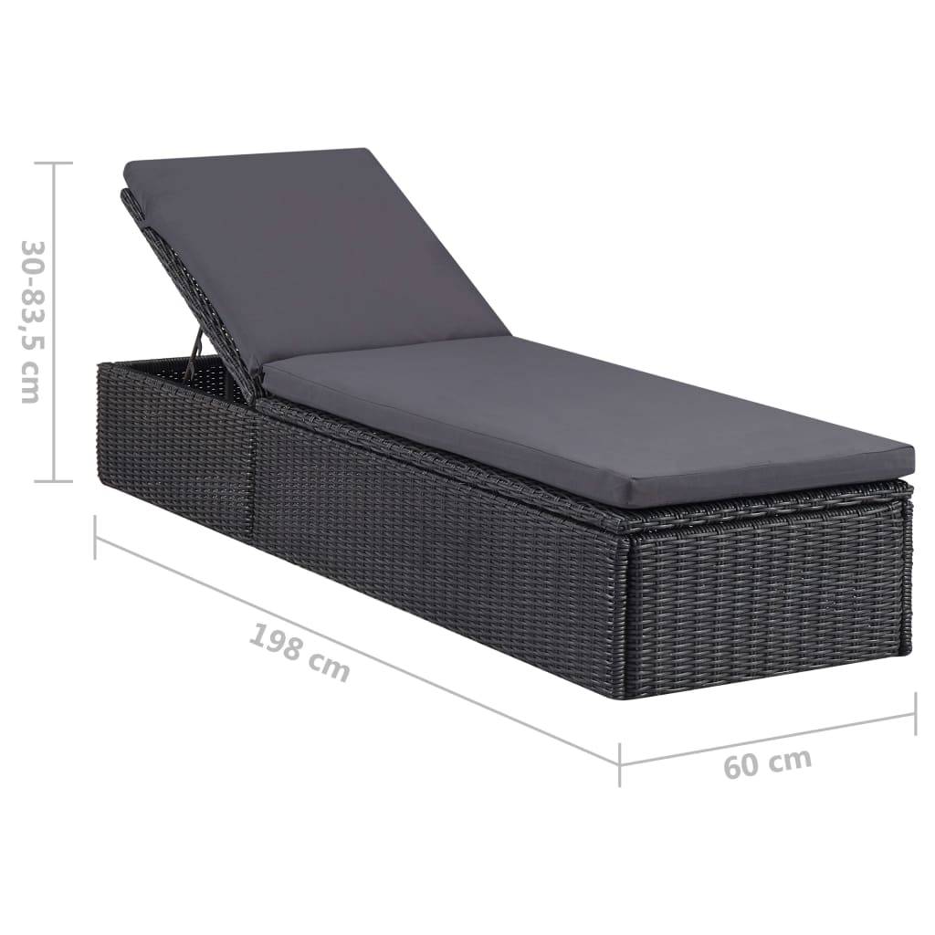 Vidaxl - Chaise longue Résine tressée Noir et gris foncé vidaXL 310148 - Image 3