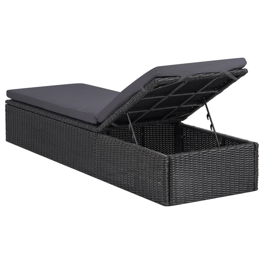 Vidaxl - Chaise longue Résine tressée Noir et gris foncé vidaXL 310148 - Image 5