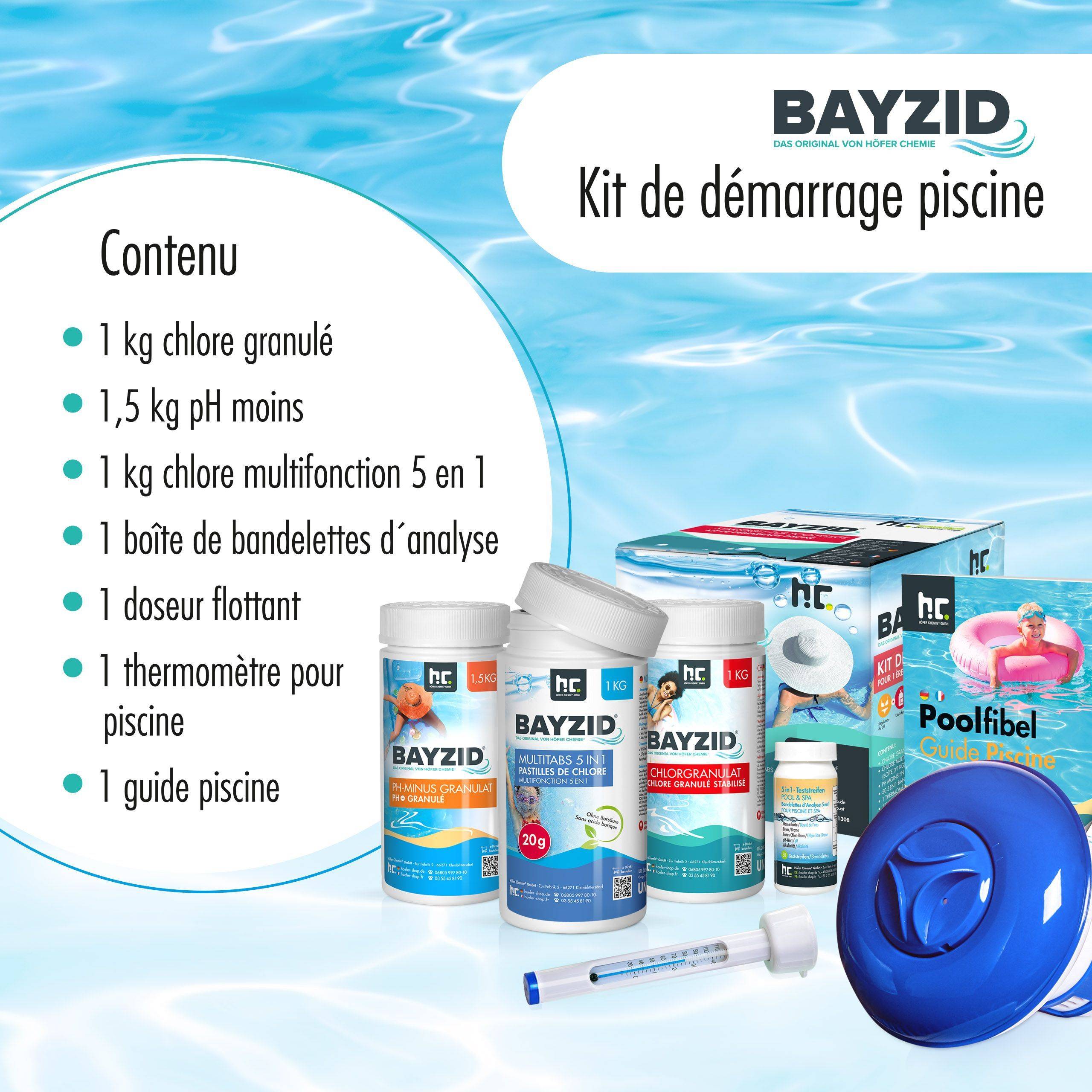 Kit de démarrage pour piscine avec 7 pièces dont chlore, pH moins et multitabs x 1 - Image 3