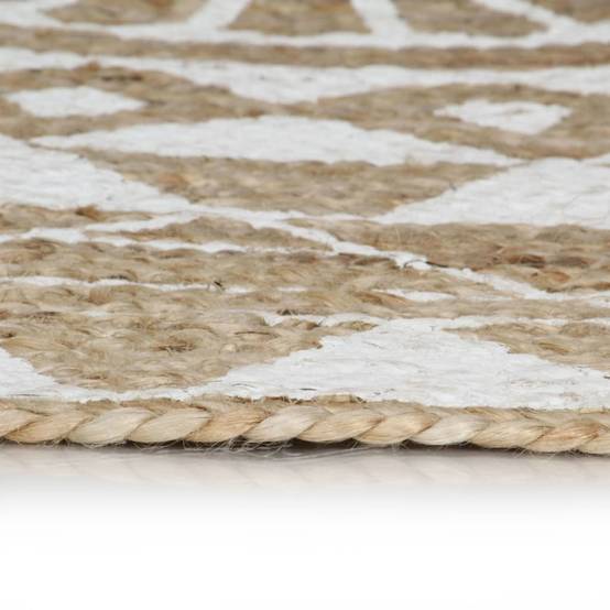 Tapis Rond en Jute Artisanal Motif Floral Décoration Élégante pour Salon Blanc 120 cm – ComfortXL Outdoor Living - Imagen 3