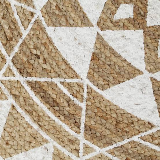 Tapis Rond en Jute Artisanal Motif Floral Décoration Élégante pour Salon Blanc 120 cm – ComfortXL Outdoor Living - Imagen 4