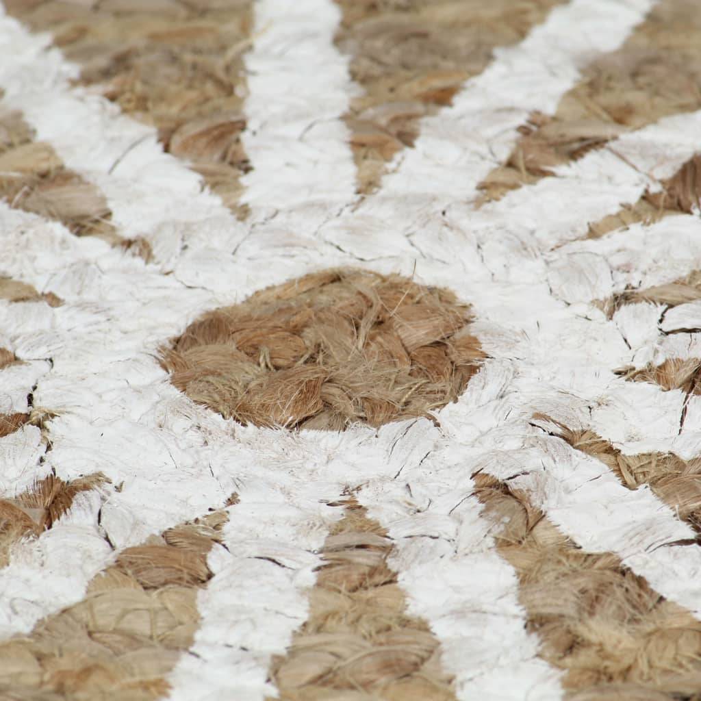 Tapis Rond en Jute Artisanal Motif Floral Décoration Élégante pour Salon Blanc 120 cm – ComfortXL Outdoor Living - Imagen 5