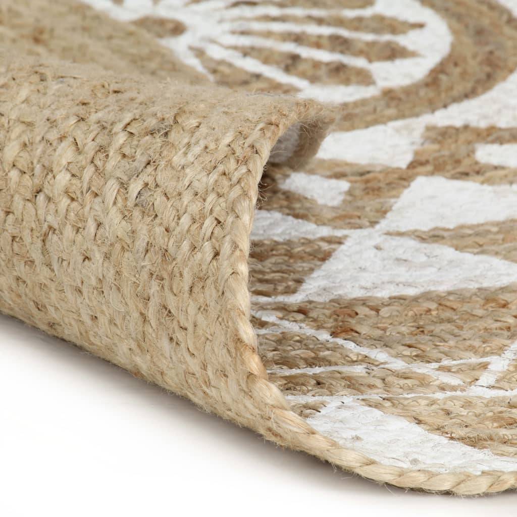 Tapis Rond en Jute Artisanal Motif Floral Décoration Élégante pour Salon Blanc 120 cm – ComfortXL Outdoor Living - Imagen 2