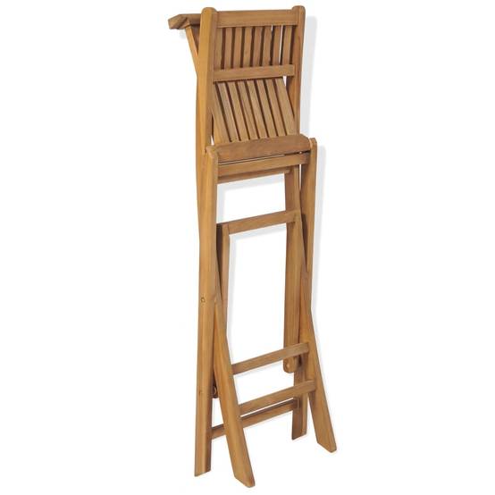 Lot de 2 Chaises de jardin - Tabourets pliables de bar de jardin - Chaises d'extérieur bois teck solide - Image 6