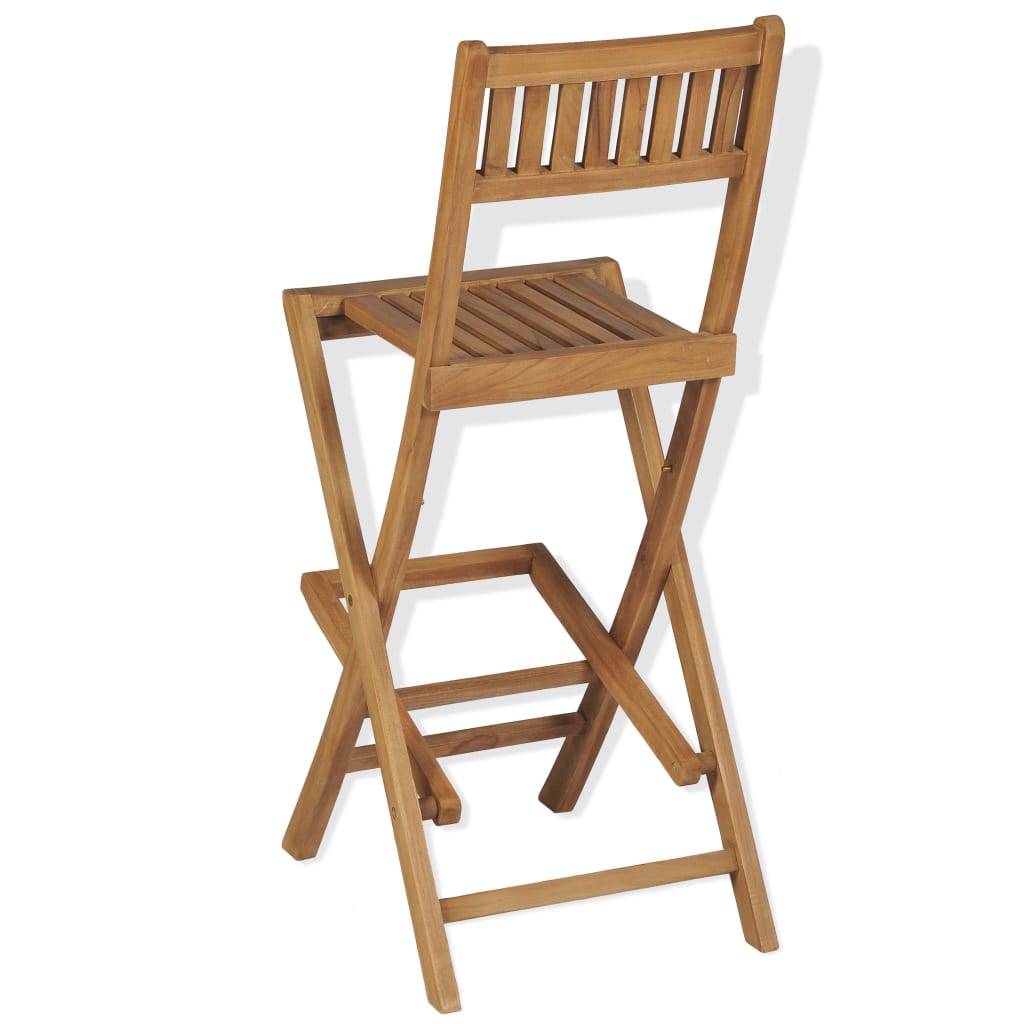 Lot de 2 Chaises de jardin - Tabourets pliables de bar de jardin - Chaises d'extérieur bois teck solide - Image 1