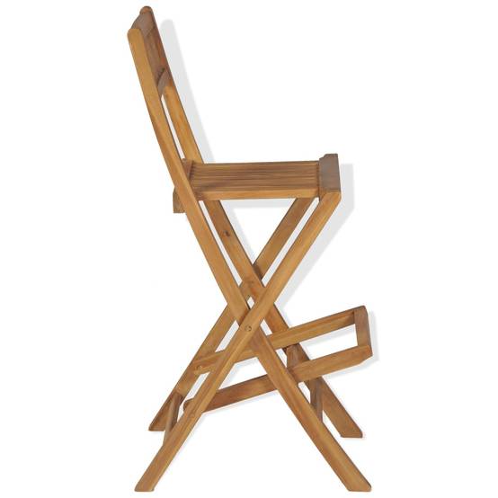 Lot de 2 Chaises de jardin - Tabourets pliables de bar de jardin - Chaises d'extérieur bois teck solide - Image 5