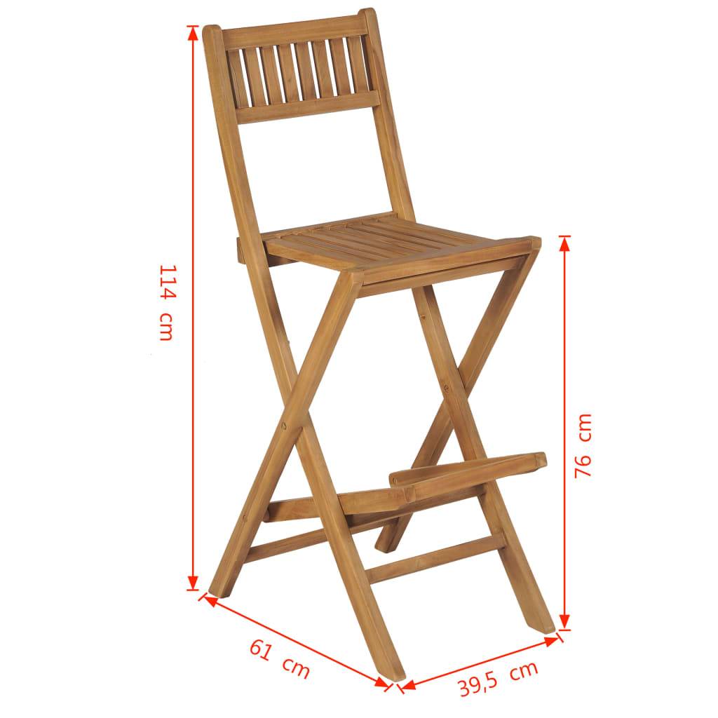 Lot de 2 Chaises de jardin - Tabourets pliables de bar de jardin - Chaises d'extérieur bois teck solide - Image 10