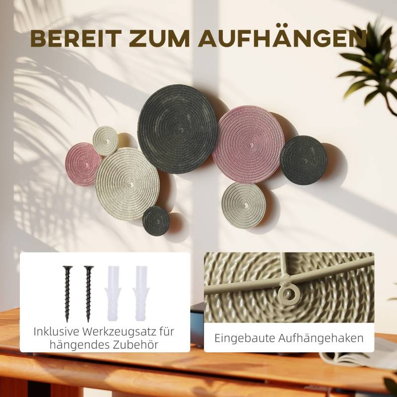 Décoration murale métal salon chambre design 8 disques 110x58cm multicolore - ComfortXL Outdoor Living - Image 5