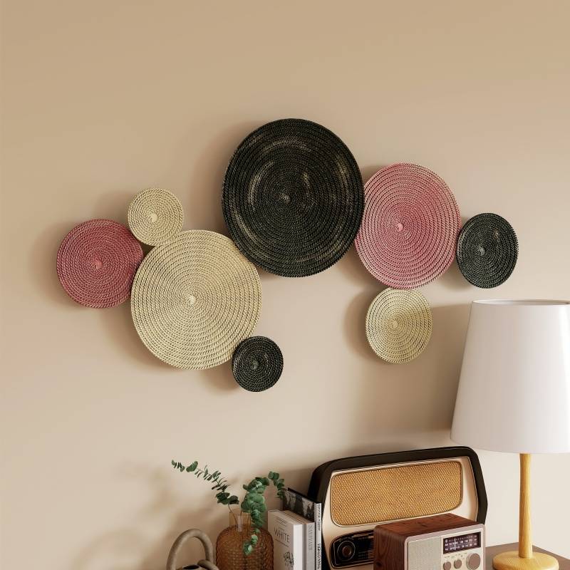 Décoration murale métal salon chambre design 8 disques 110x58cm multicolore - ComfortXL Outdoor Living - Image 8