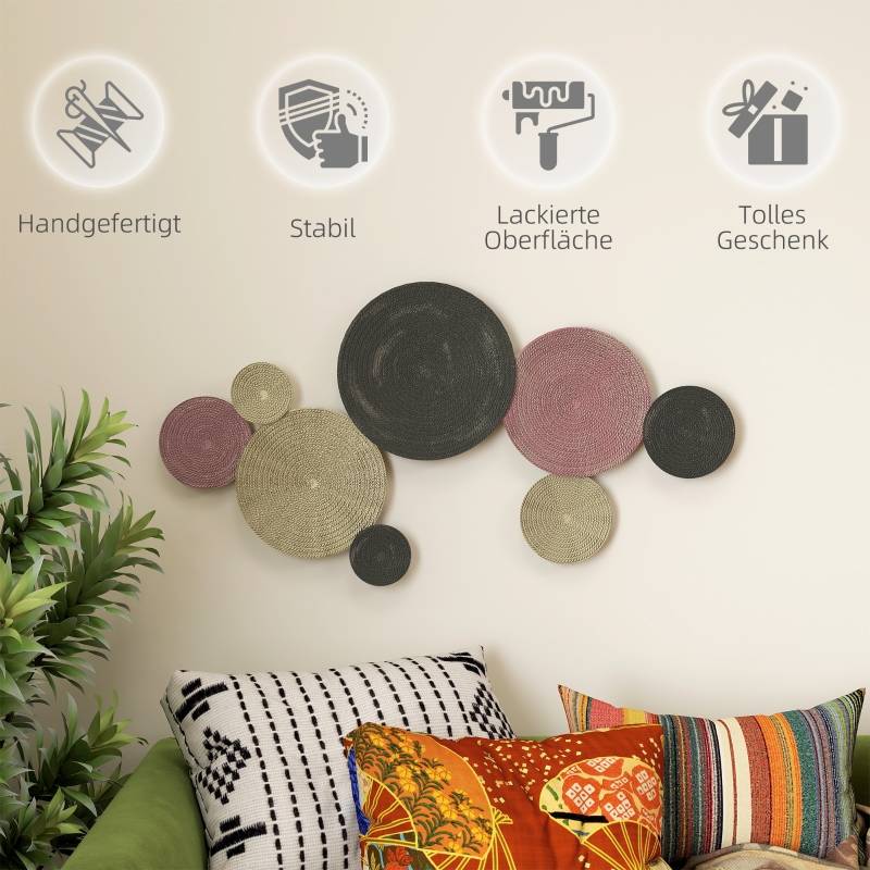 Décoration murale métal salon chambre design 8 disques 110x58cm multicolore - ComfortXL Outdoor Living - Image 6