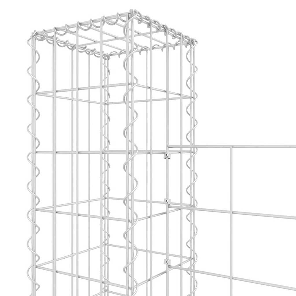 Panier de gabion en fer argenté 620 x 20 x 150 cm avec 6 poteaux - PANGIVO - Image 5