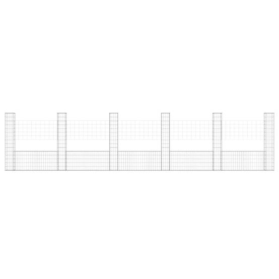 Panier de gabion en fer argenté 620 x 20 x 150 cm avec 6 poteaux - PANGIVO - Image 3