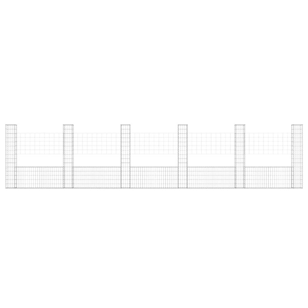 Panier de gabion en fer argenté 620 x 20 x 150 cm avec 6 poteaux - PANGIVO - Image 3