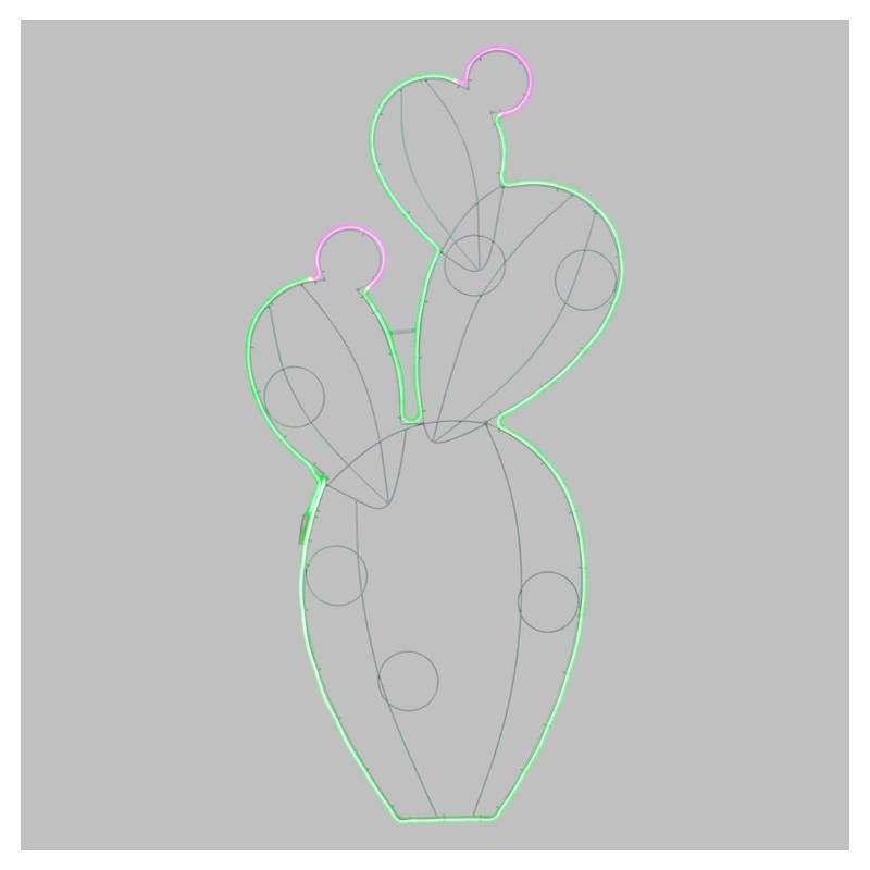 Lotti - Lampe néon déco 15W figuier de barbarie en pot 158x78 cm 496 leds vert / blanc chaud / rose Lotti - Imagen 4