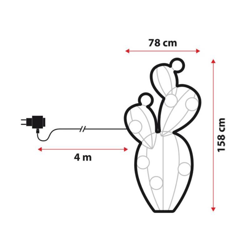 Lotti - Lampe néon déco 15W figuier de barbarie en pot 158x78 cm 496 leds vert / blanc chaud / rose Lotti - Imagen 3