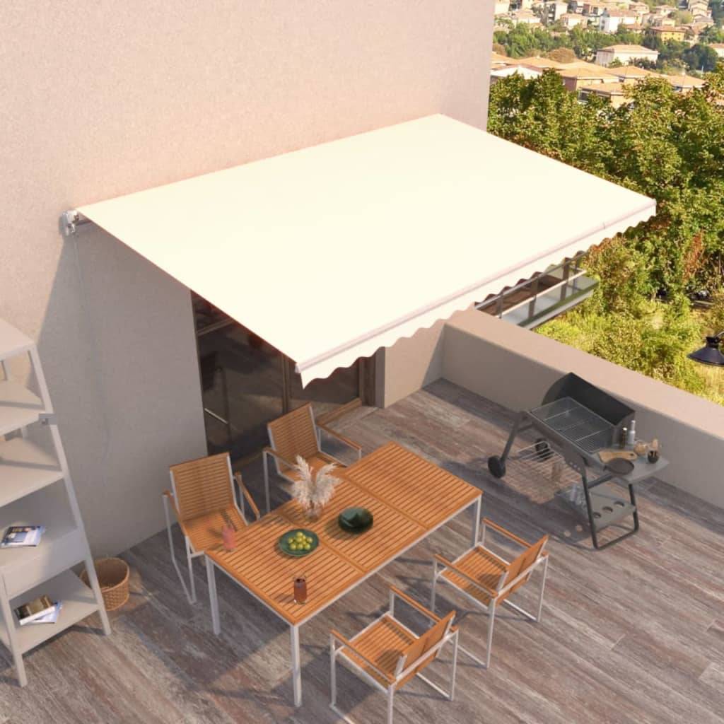 Store banne rétractable aluminium pour terrasse réglage manuel 500x300cm crème - ComfortXL Outdoor Living - Image 1
