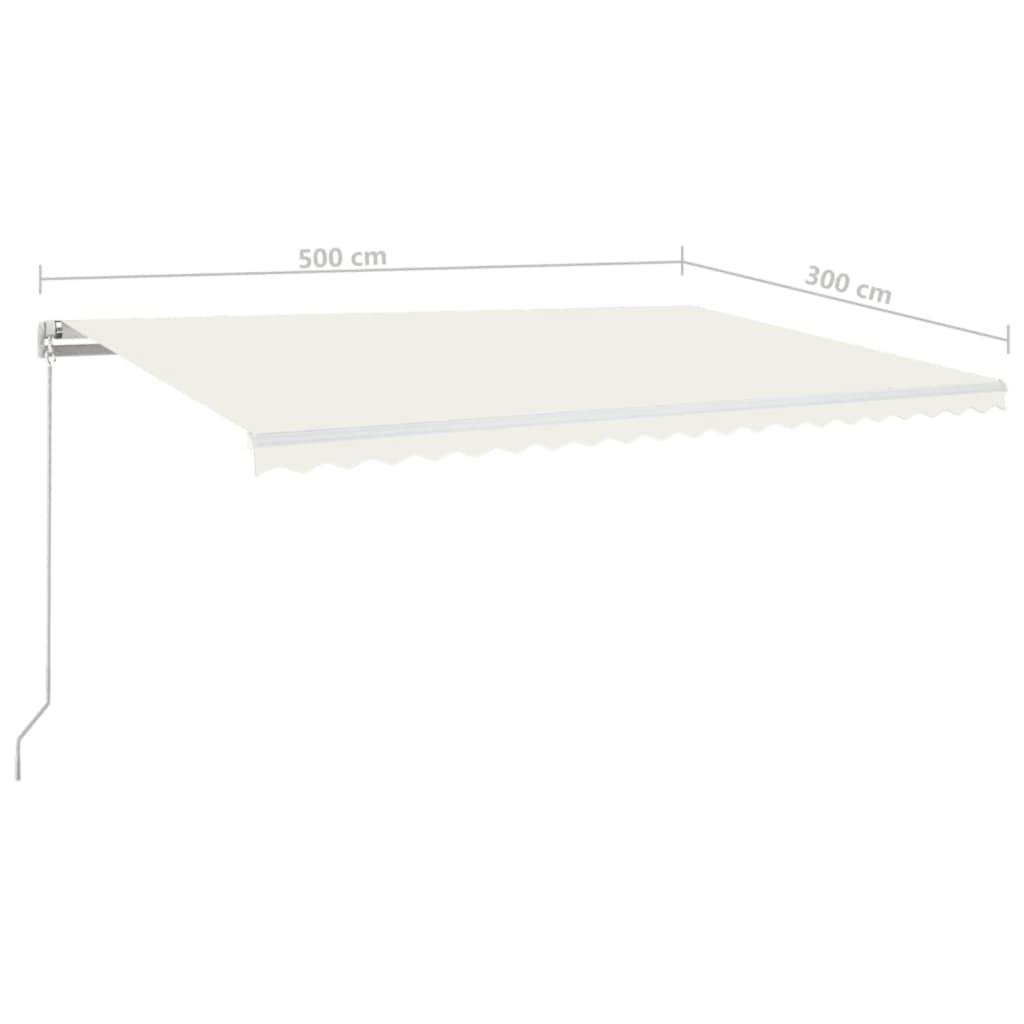 Store banne rétractable aluminium pour terrasse réglage manuel 500x300cm crème - ComfortXL Outdoor Living - Image 7