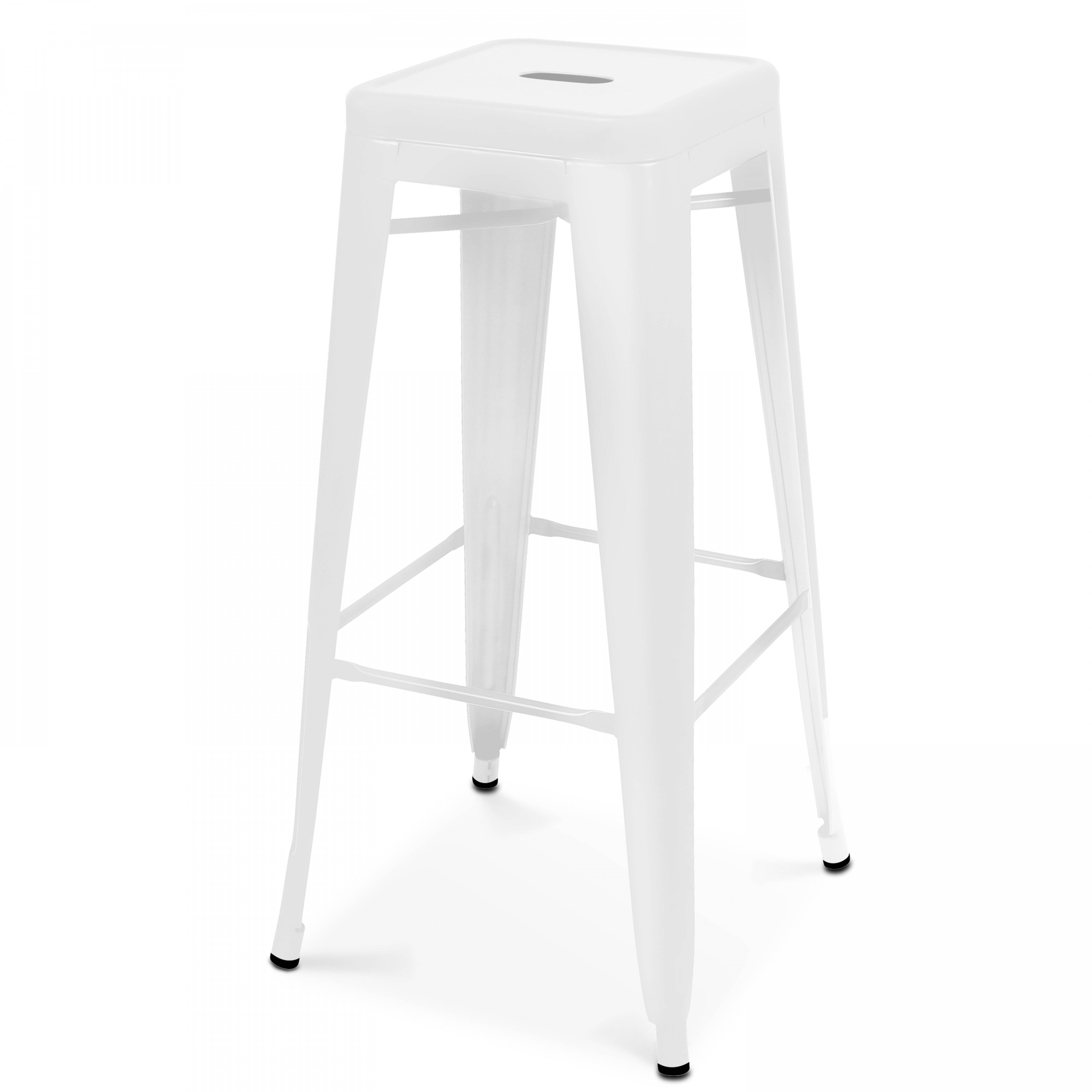 Oviala - Lot de 4 tabourets de bar en acier blanc mat Indus - Oviala - Imagen 2