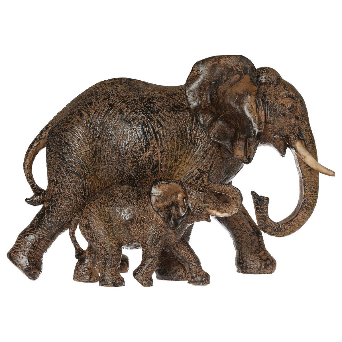 Atmosphera - Statue 2 éléphants Kenna H.15,5cm résine - Atmosphera Créateur d'intérieur - Imagen 4