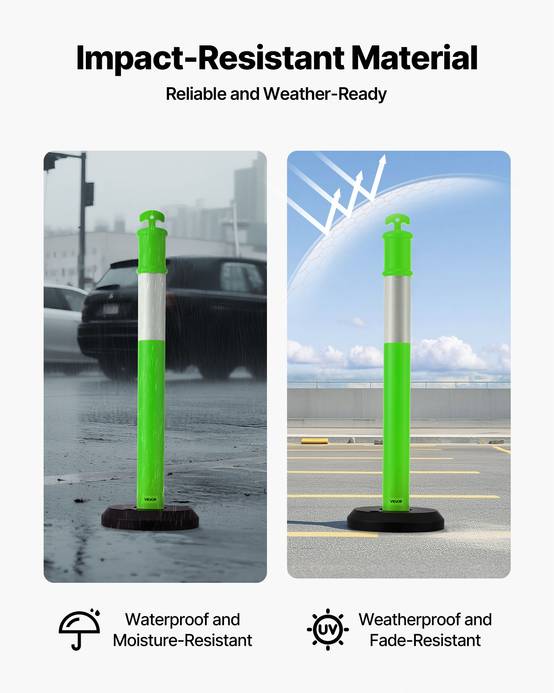 VEVOR Poteau de Signalisation Balise 3PCs 114 cm avec Base Remplissable Vert - Image 5