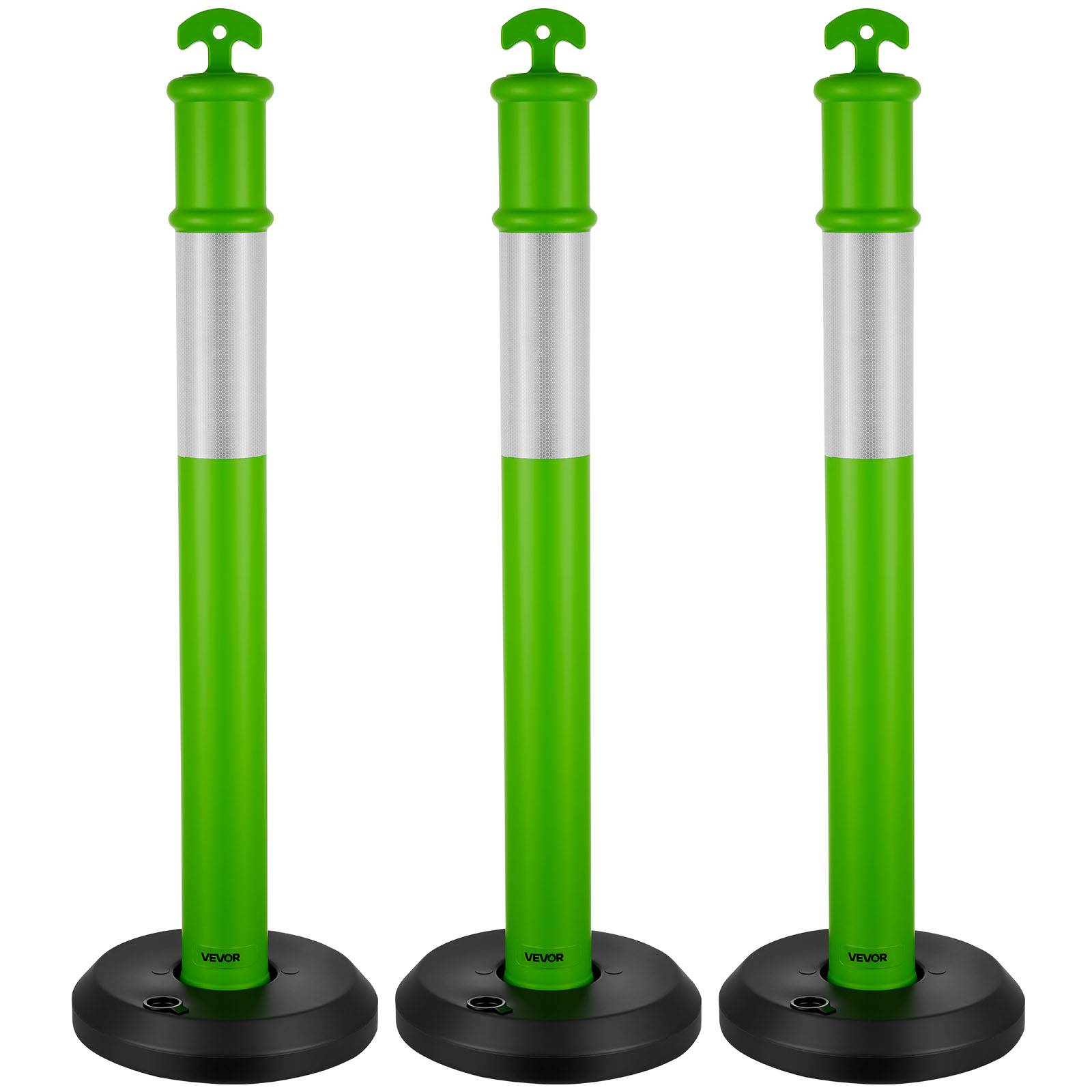 VEVOR Poteau de Signalisation Balise 3PCs 114 cm avec Base Remplissable Vert - Image 1