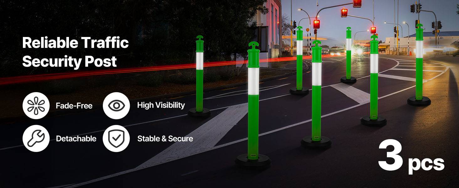 VEVOR Poteau de Signalisation Balise 3PCs 114 cm avec Base Remplissable Vert - Image 9