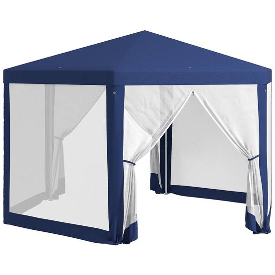 ComfortXL - Tonnelle Hexagonale Jardin Moustiquaire Intégrée Toile Polyester 4x3m Bleu - ComfortXL Outdoor Living - Image 2