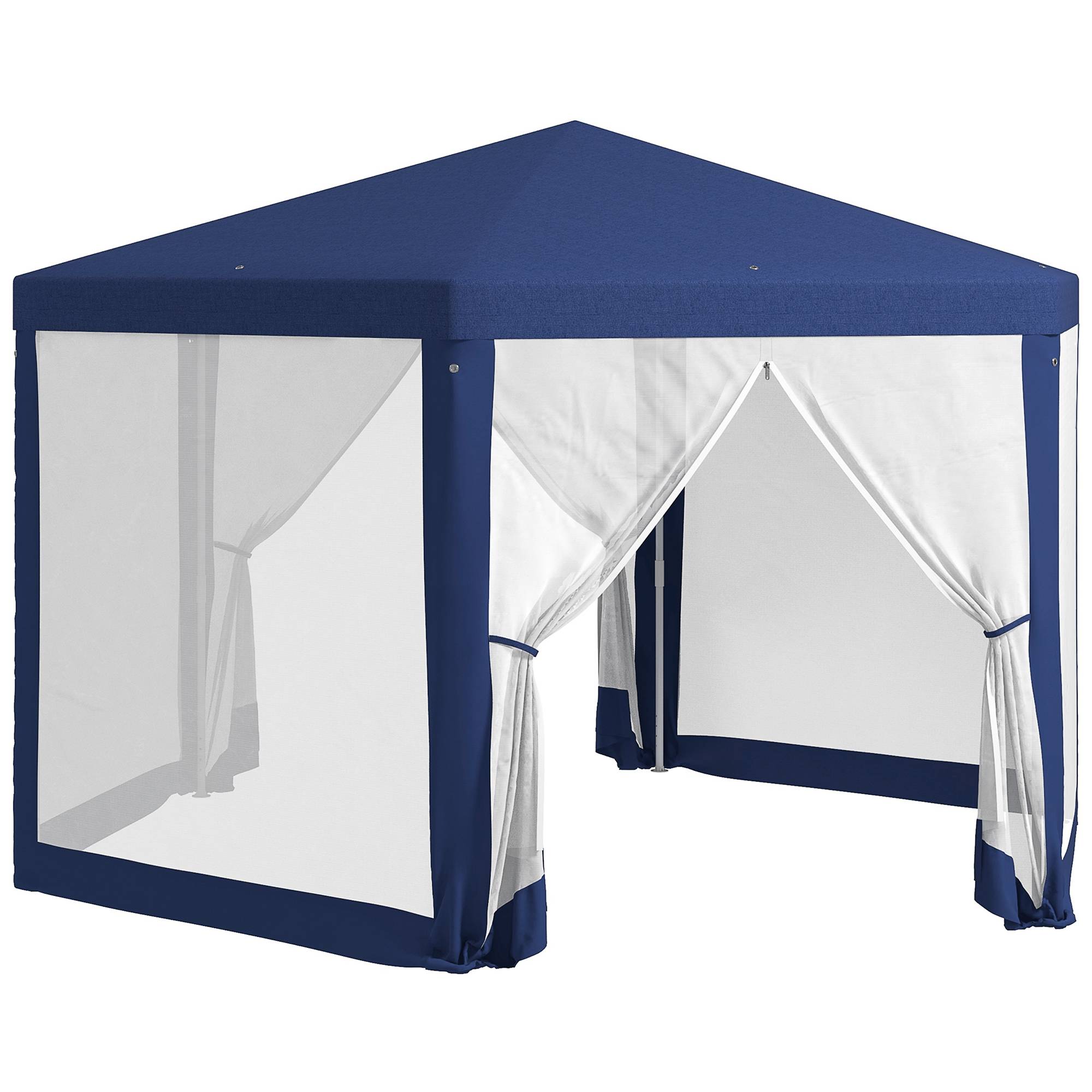 ComfortXL - Tonnelle Hexagonale Jardin Moustiquaire Intégrée Toile Polyester 4x3m Bleu - ComfortXL Outdoor Living - Image 2