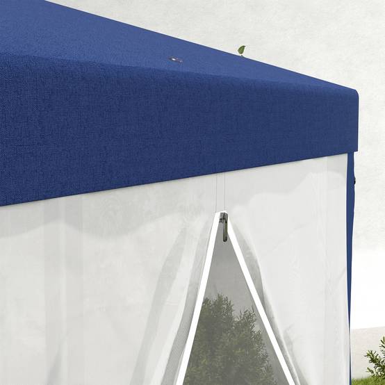 ComfortXL - Tonnelle Hexagonale Jardin Moustiquaire Intégrée Toile Polyester 4x3m Bleu - ComfortXL Outdoor Living - Image 8