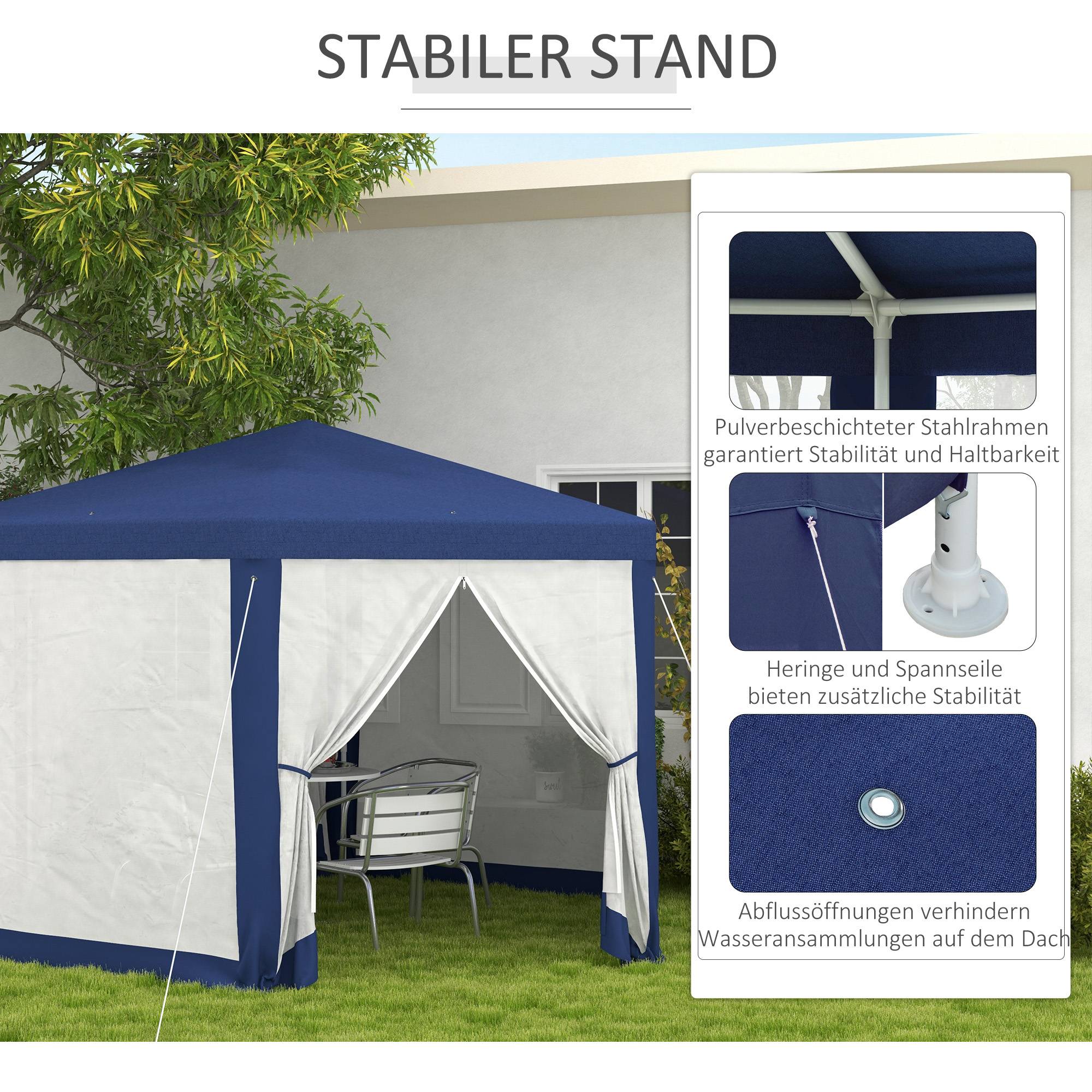 ComfortXL - Tonnelle Hexagonale Jardin Moustiquaire Intégrée Toile Polyester 4x3m Bleu - ComfortXL Outdoor Living - Image 6