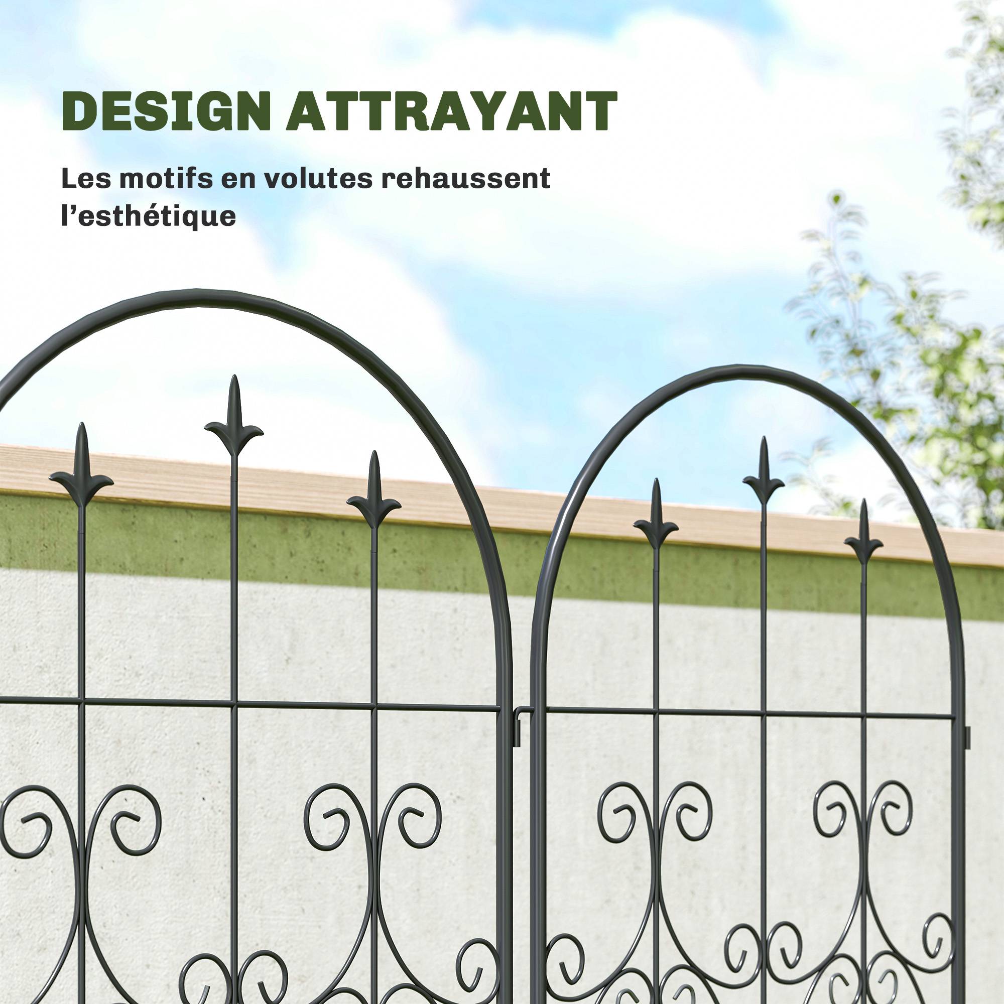 Lot de 2 treillis de jardin métal noir 50 x 1.3 x 180 cm - PANGIVO - Image 7
