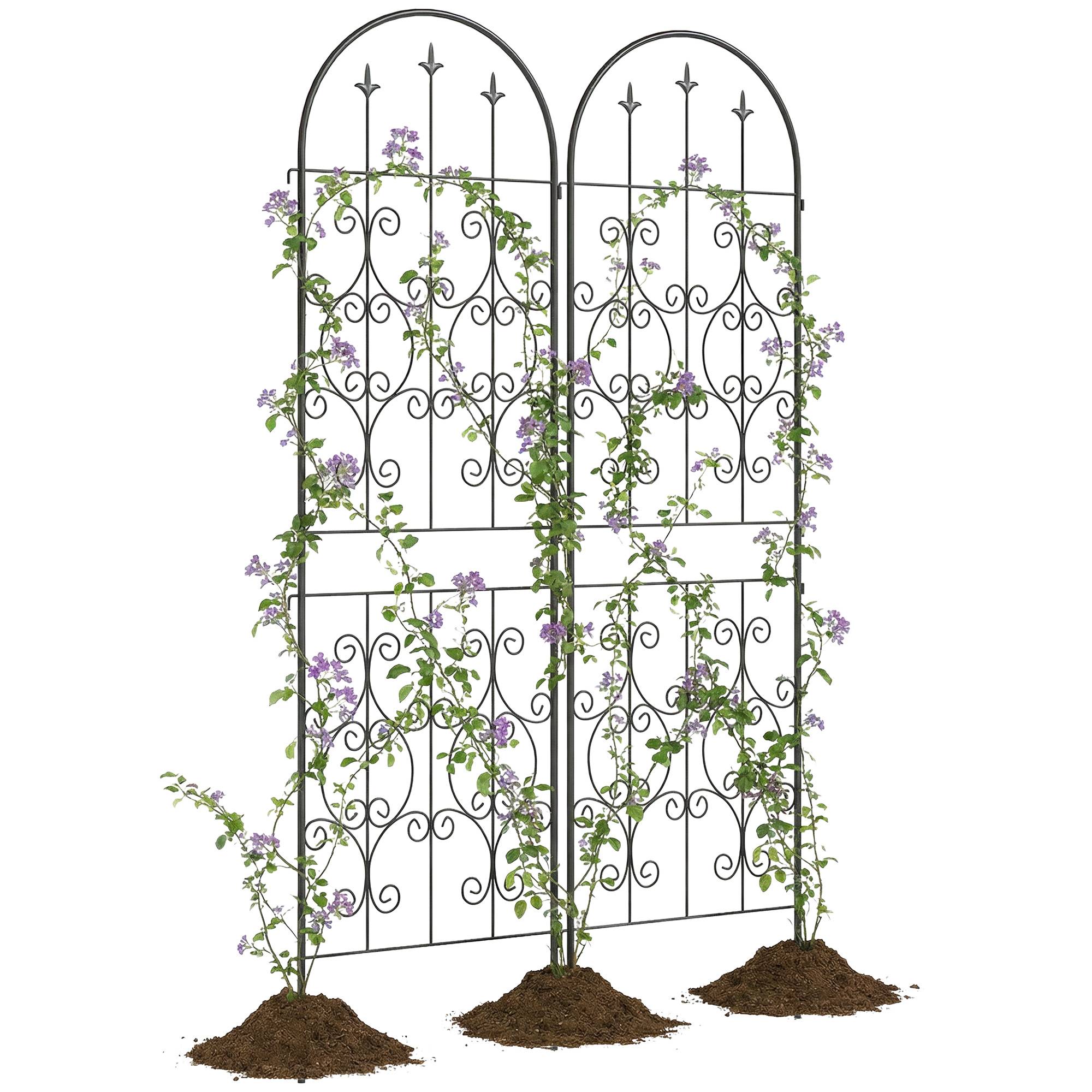 Lot de 2 treillis de jardin métal noir 50 x 1.3 x 180 cm - PANGIVO - Image 1